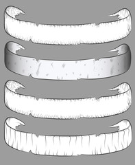 vector sketch is a set of ribbons with twisted edges and cracks from old age.