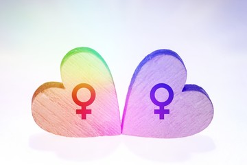 Two hearts in rainbow colors, Symbol of homosexual movement