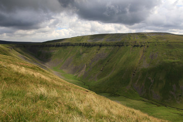 View looking towards the head of High Cup Nick a U-shaped valley in the northern Pennines in Cumbria, England