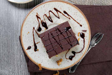 Apple and poppy seed dessert with chocolate