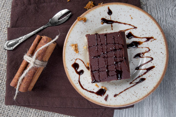 Apple and poppy seed dessert with chocolate