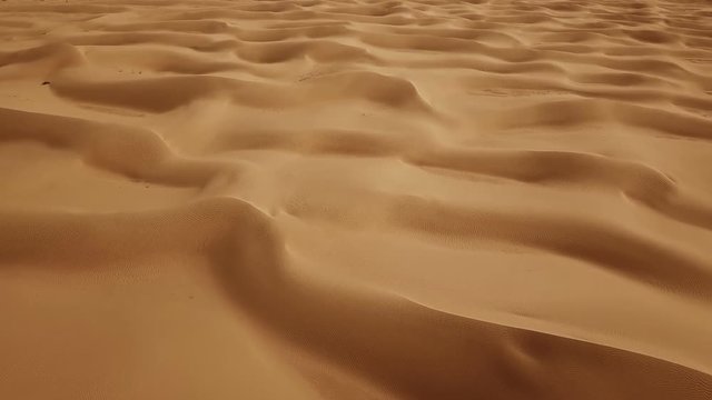 Aerial top view on sand dunes in Sahara desert, Africa
