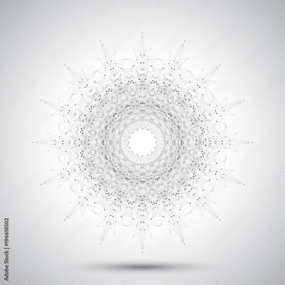 Poster Geometric  abstract form with connected line and dots. Graphic background for your design, illustration