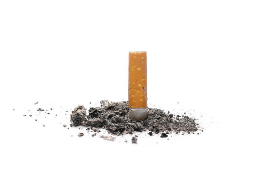 Cigarette butts, stubs isolated on white background
