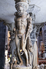 Fototapeta na wymiar Marble sculpture of naked holy man in antiquity style 