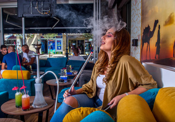 Hot girl smoking shisha