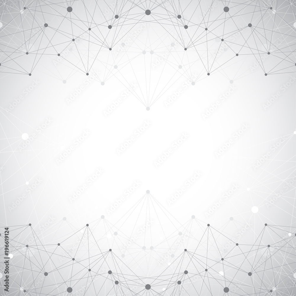 Poster geometric abstract background with connected line and dots, illustration