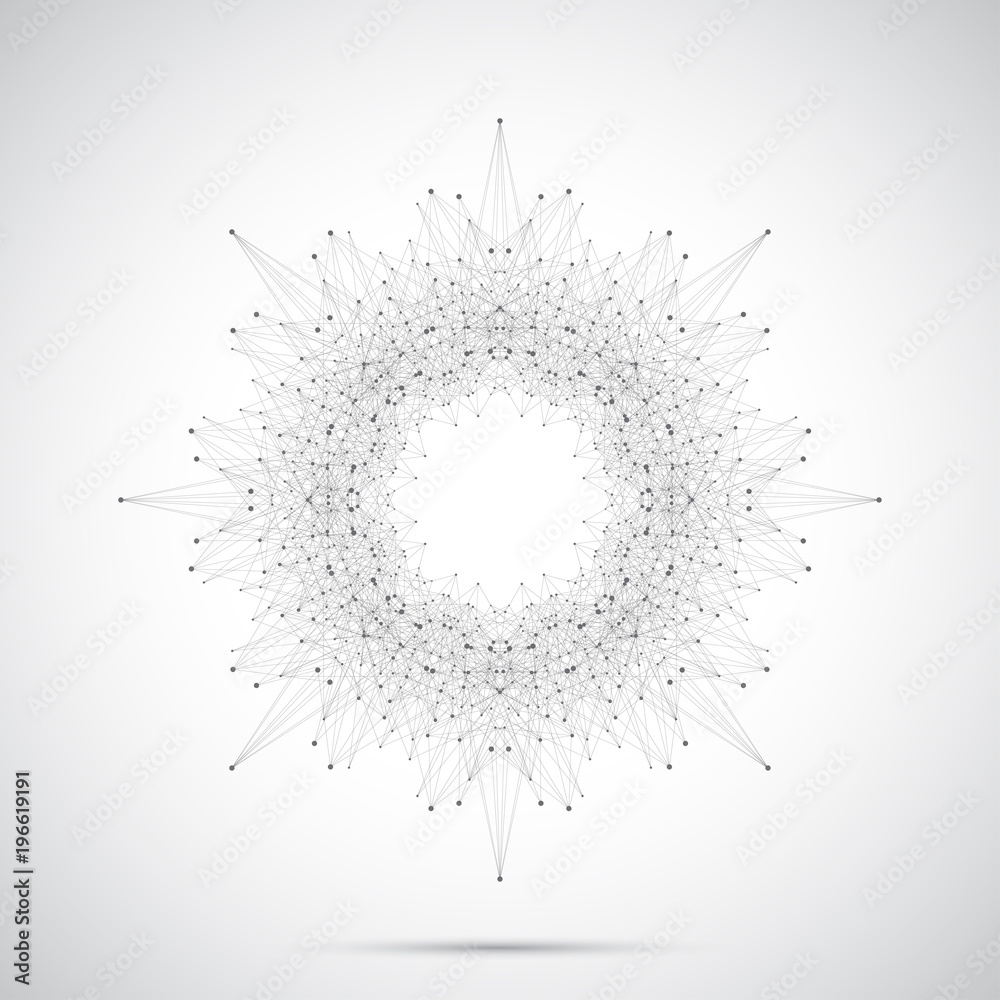Poster Geometric  abstract form with connected line and dots. Graphic background for your design, illustration