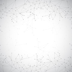 Geometric grey background molecule and communication . Connected lines with dots. Abstract molecule illustration. Molecule composition for your design