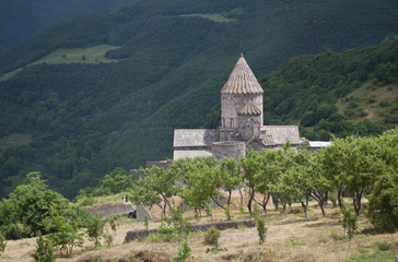 9th century Tatev monastery in the village of Tatev in Armenia