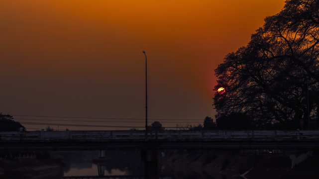 sunrise sky orange nature landscape