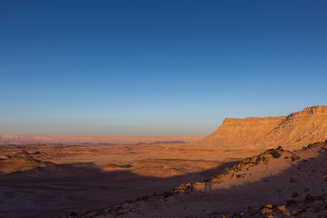 Mountains in the desert at sunrise sunset