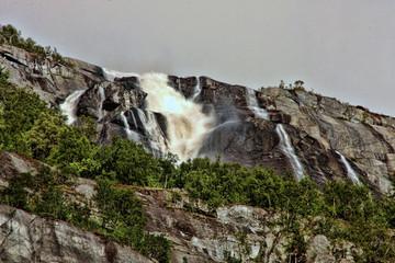 Beautiful waterfalls in the Norwegian mountains, Norway, Scandinavia