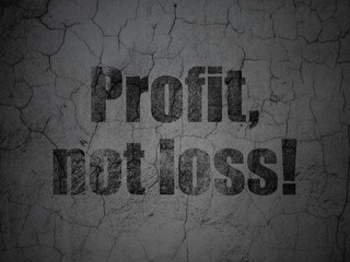 Business concept: Black Profit, Not Loss! on grunge textured concrete wall background