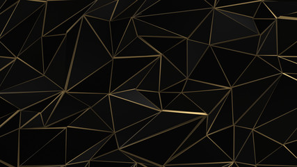 Fototapety  Czarno-złote abstrakcyjne tło trójkąta low poly
