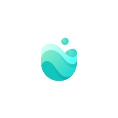 Vector gradient logo of water wave. Alternative energy concept. Logotype of clear water