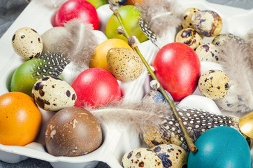 Colorful vintage easter eggs isolated on white