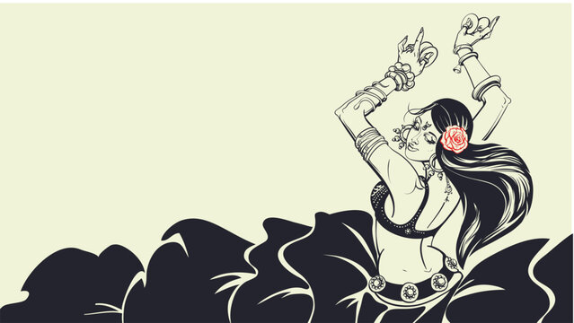Tribal Fusion bellydance dancer stencil silhouette graphic design