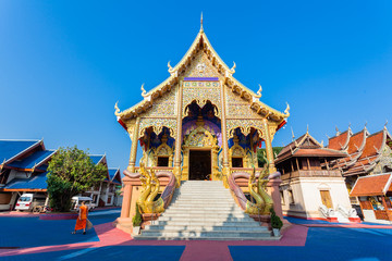 beautiful architecture temple. Ban Den temple in Chiang Mai north of Thailand. there have a lot of amazing  fantasy animals in paradise in literature around temple.