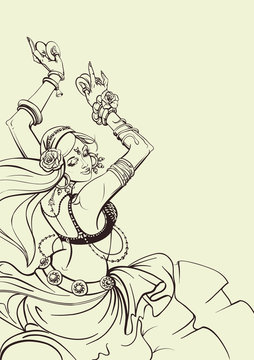Tribal Fusion bellydance dancer contour graphic design
