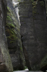 The narrow path among high rocks (Adrspach Rock City)
