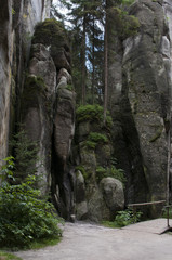 The narrow path among high rocks (Adrspach Rock City)
