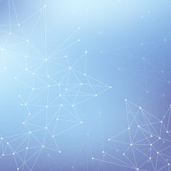 Fototapeta premium Geometric graphic background molecule and communication. Big data complex with compounds. Lines plexus, minimal array. Digital data visualization. Scientific cybernetic illustration.