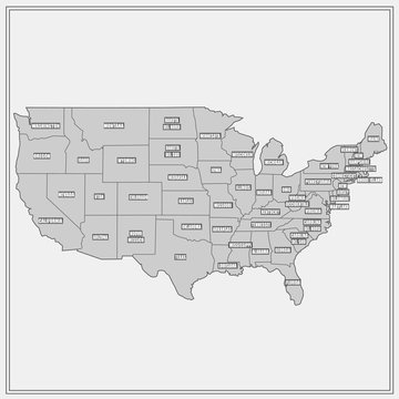 United States of America Map. Illustration.