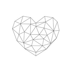 Heart love polygon geometric thin line flat design icon vector illustration. Editable Stroke