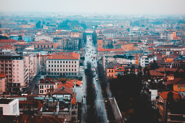vintage colored picture of bergamo on a cloudy day