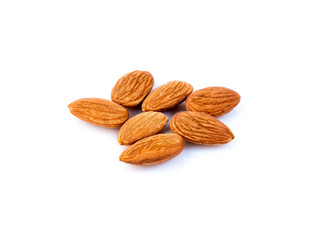 peanuts almond peeled, isolated on white background, side view