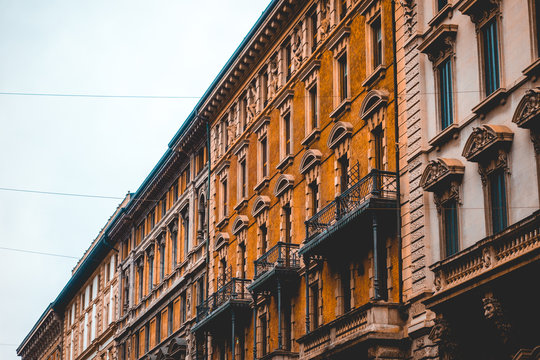 ancient facades of mediterranean buildings