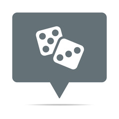 Graue Sprechblase mit Würfel