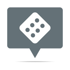 Graue Sprechblase mit Würfel 6