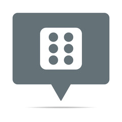 Graue Sprechblase mit 6 gewürfelt