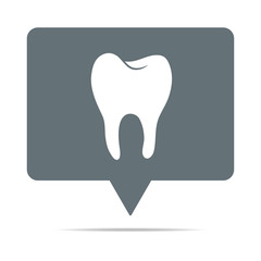 Graue Sprechblase mit Zahn