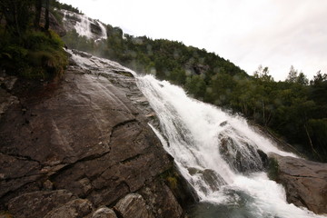 Beautiful waterfalls in the Norwegian mountains, Norway, Scandinavia