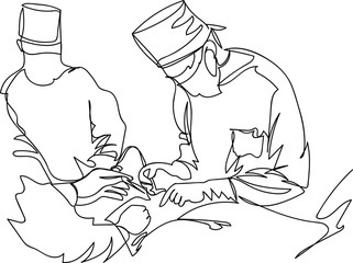 doctor in the operating room. single line drawing