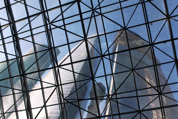 View of the building through the glass roof