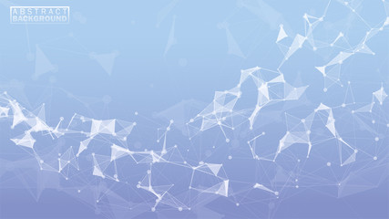 Design of an abstract background surface of lines of points and triangles. Plexus design. Vector illustration