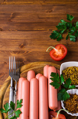 Raw sausages in peel