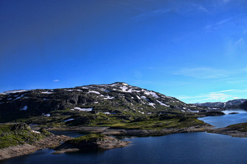 Fototapeta na wymiar Crystal clear water in the mountains of the Norwegian Lakes, Norway, Scandinavia