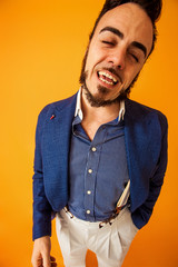 Funny portrait of man who couldn't care less