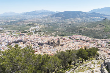 Fototapeta na wymiar Jaen city view from Santa Catalina Cross view point, Spain
