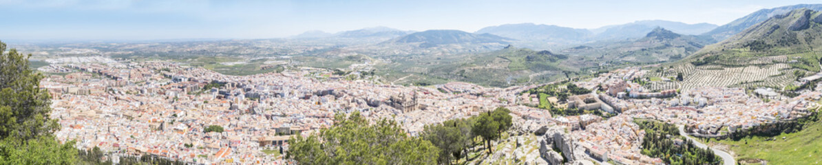 Obraz premium Jaen city panoramic view from Santa Catalina Cross view point, Spain