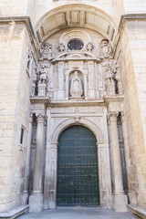 Fototapeta na wymiar Jaen Assumption catheral frontal facade entrance, Spain