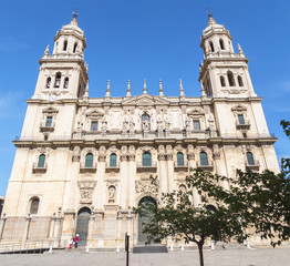 Fototapeta premium Jaen Assumption cathedral main frontal facade, Spain