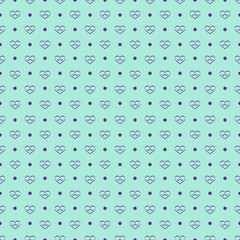 Heart black and polka seamless pattern