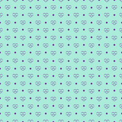 Heart black and polka seamless pattern