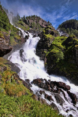 Beautiful waterfalls in the Norwegian mountains, Norway, Scandinavia